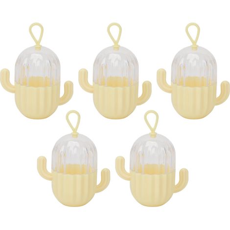 Boîte de rangement pour éponges à maquillage (5 pièces) en forme de cactus, avec porte-bijoux et élastiques à cheveux. (1/5)