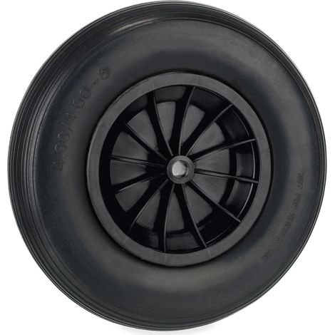 Roue de brouette increvable 39 x 9 cm maniable capacité 100 kg design robuste en caoutchouc noir (1/5)