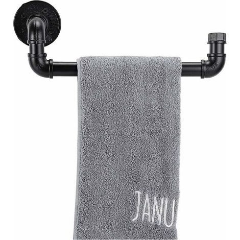 Porte-serviettes mural industriel en forme de tuyau pour cuisine, salle de bain 12.5X4.5X4.5in noir (1/5)