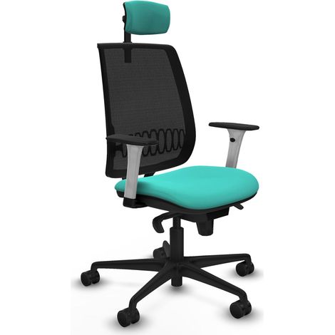 Chaise piqueras y crespo Alares cuir synthétique turquoise bras blancs (1/2)