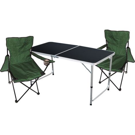 3-tlg Campingtisch + 2x Anlerstuhl Grün-MMC330872B+2xMPO2432 (1/4)