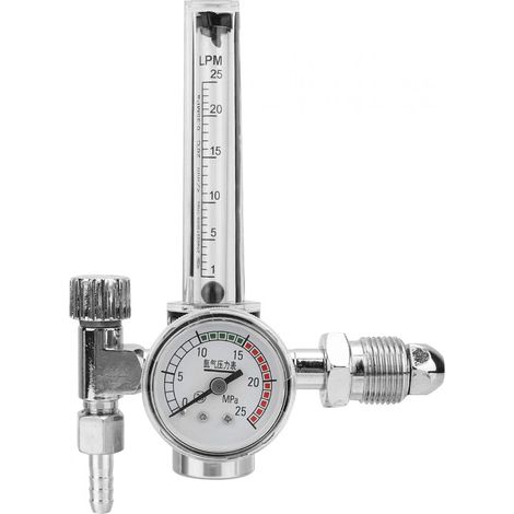 Régulateur d'argon, réducteur de pression de gaz argon, chromage en alliage de zinc Compteur de gaz argon Débitmètre de CO2 CGA540 Sortie Filetage mâle Régulateur d'argon/dioxyde de carbone Débitmètre (1/5)