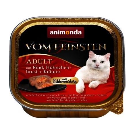 Animonda Vom Feinsten - Carne de res, pollo y hierbas para gatos adultos, 100 g
