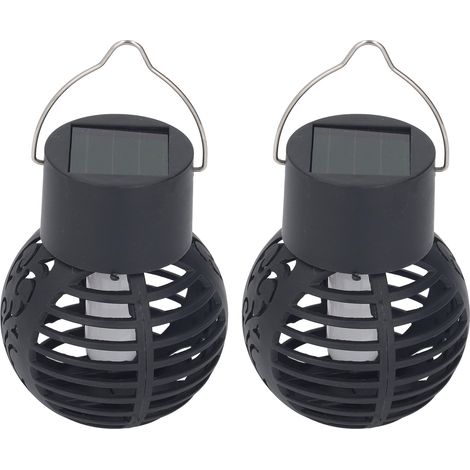 2pcs Ball Solar Warm Light Pendant Ball Solar Hanging Light Solar Powered Globe Light for Indoor Outdoor Black (1/5)