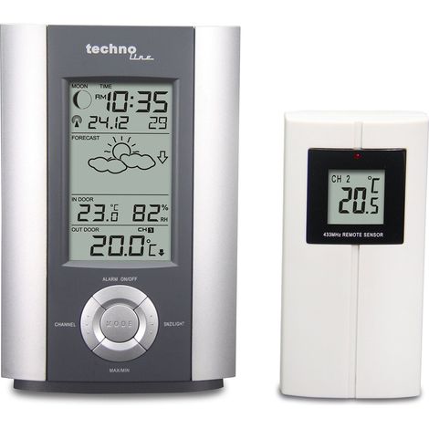 techno line WS 6710 Stazione Meteo, Grigio/Argento (1/4)