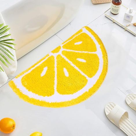 Bathroom mat, non-slip and absorbent, yellow fruit pattern, suitable for shower rooms, 5080 cm (1/5)