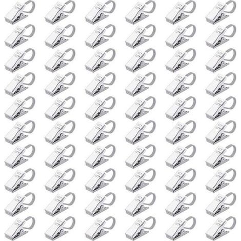 Clips para cortinas de acero inoxidable (plateados), ganchos para cortinas de ducha, decoración luminosa para fiestas, decoración del hogar, 60 piezas (1/5)