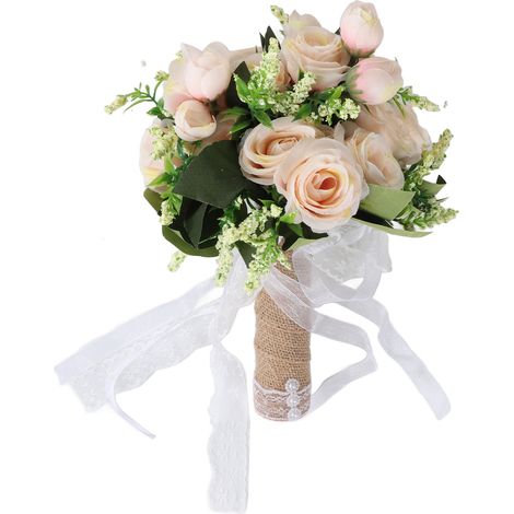 Bouquet de mariée artificiel réaliste, moderne et élégant, avec champagne, idéal pour les photos de mariage.