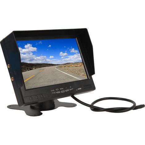 Kit de moniteur de recul avec écran IPS 7 pouces, formats PAL et NTSC, alimentation 9-35 V CC, pour camions, remorques, camping-cars et pick-ups. Connecteur aviation. (1/5)