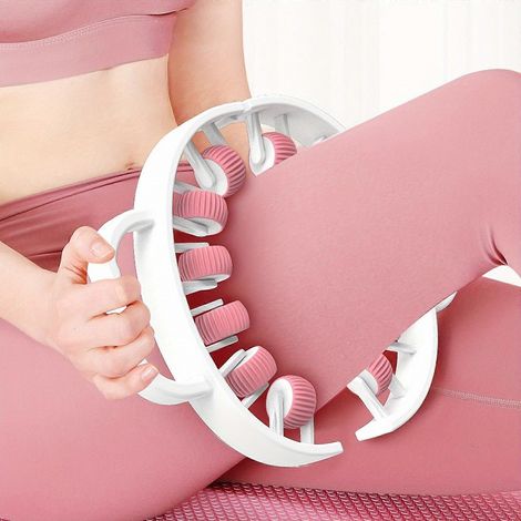 Rouleau de massage musculaire en plastique pour les jambes, les fascias et les bras, brûleur de graisse, rouleau musculaire à 360° avec anneau à 12 roues ( ) (1/5)