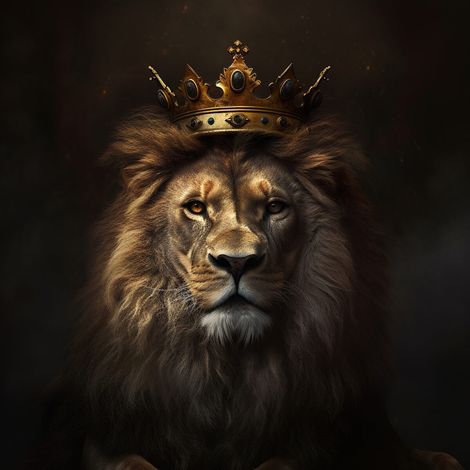 Tableau sur toile lion royal 90x90 cm - Impression sur Toile Murale Décorative - Image imprimée en HD sur Toile - Toile sur Châssis en Bois FSC - Fabriqué en France (1/5)