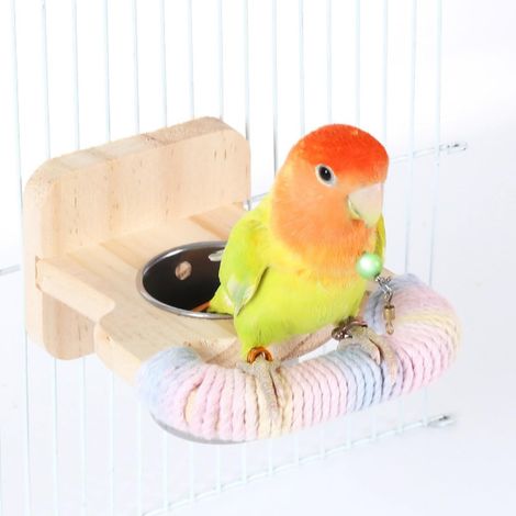 Comedero y bebedero colgante: accesorios para jaulas de periquitos y loros (soporte de montaje incluido). (1/3)
