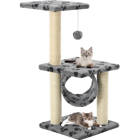 Katzen-Kratzbaum Sisal 65 cm Grau Pfoten-Muster