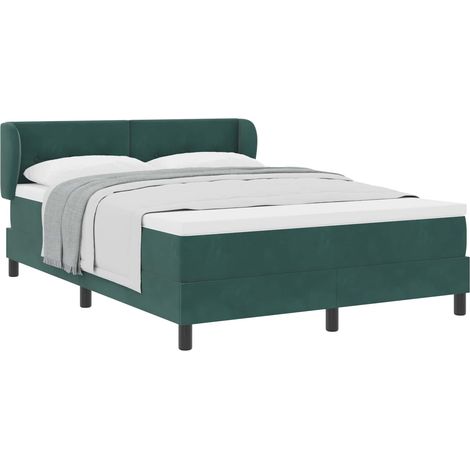 Maison Exclusive - Lit à ressorts avec tête de lit Vert foncé 160 x 200 cm Velours (1/5)