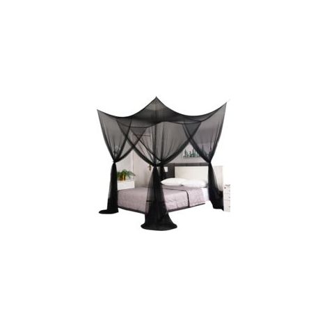 Moustiquaire de lit 190 x 210 x 240 cm – 4 ouvertures – Polyester noir – Installation rapide avec crochets ajustables - NOIR 190 X