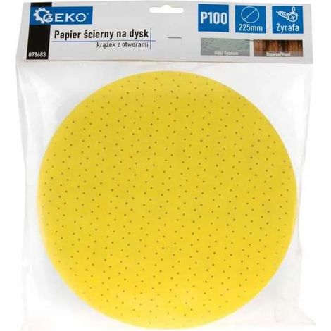 Papel de lija perforado, disco de 225 mm, P100, papel para jirafa, 1 unidad, geko (1/3)