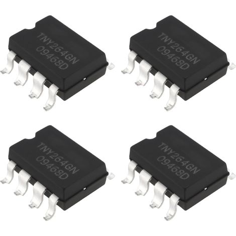 4x IC Switches TNY264GN SMD-8B 700V 400mA Pin Spacing 2.54mm 9.4 x 6mm Offline Switch PWM Regulator for Consumer Electronics Black (1/5)