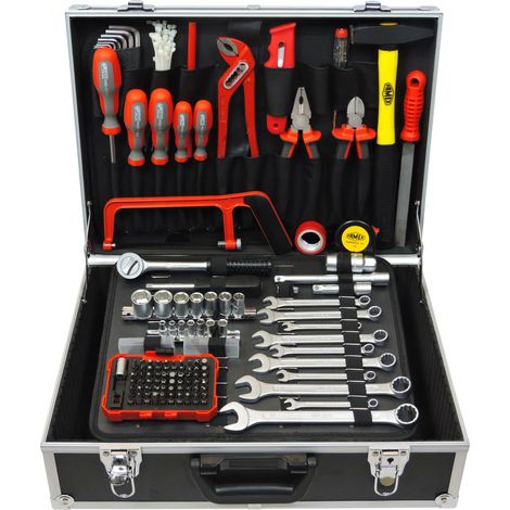 Coffret multi-outils 75863 – 130 pièces en acier chrome-vanadium – Mallette aluminium 46x35,5x15cm – Pour professionnels – Famex (1/5)