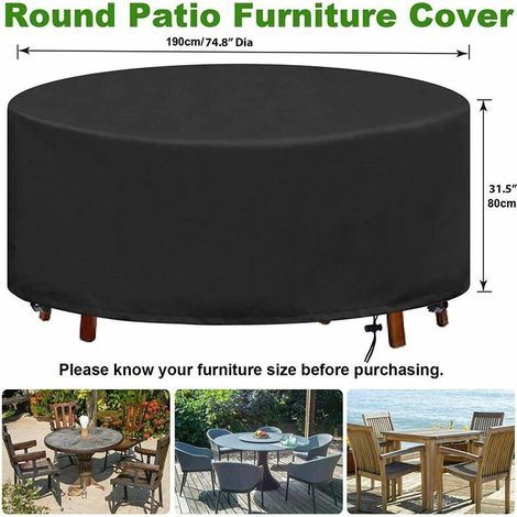 FOREHILL Runde Gartentischabdeckung 230 x 110 cm, wasserdichte Gartenmöbelabdeckung, 420D Oxford-Gewebe, runde Outdoor-Tischabdeckung