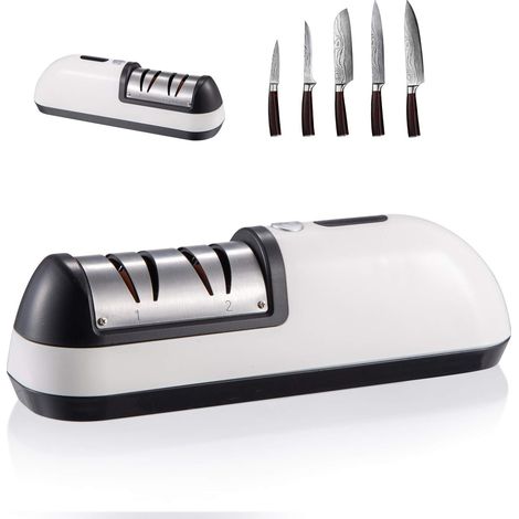 Home Safety Aiguiseur de Couteaux de cuisine丨Aiguiseur Electrique de Couteau 2 en 1, Affûteur à Deux Niveaux, Outils de Cuisine pour Réparer et Restaurer Les Lames