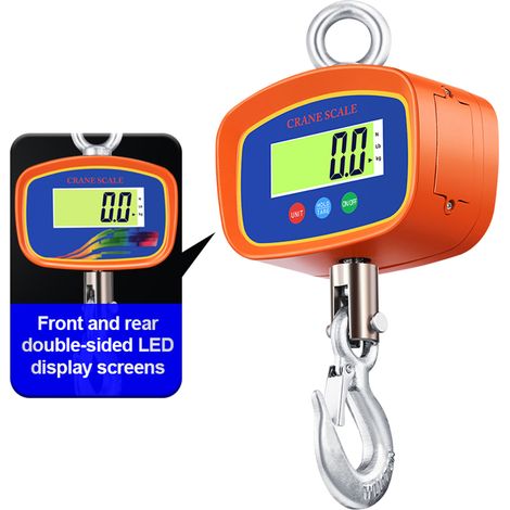 Balance suspendue numérique 1000kg/500g pèse-charge industrielle étui aluminium écran LCD rétroéclairé commutation unité maintien données tare zéro ferme usine chantier chasse (1/5)