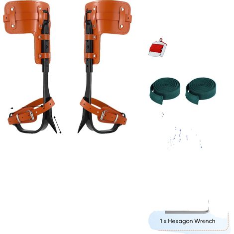 Equipo para trepar árboles, altura ajustable, diseño de acero duradero, color naranja. (1/2)
