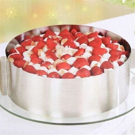 Moule réglable de Gâteau en Inox Rond Pâtisserie Cercle Mousse Cadre (1/5)
