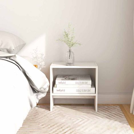 Table de chevet-Table de nuit Blanc 40x30,5x40 cm Bois de pin massif 480969 (1/5)