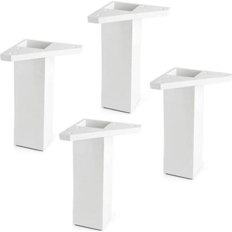 4 pieds de meuble Hauteur : 15 cm - Blanc Vis non incluses Pieds de meuble avec plaque de montage - pour tables, lits, chaises (1/4)