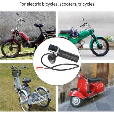 Compteur numérique LED 60 V pour vélo électrique et scooter, avec poignée d'accélérateur, câble et interrupteur d'alimentation (1/5)