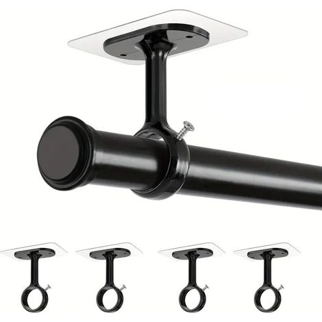 Crochet Pour Tringle À Rideau - Support Adhésif Sans Perçage - Compatible Tringle 20 À 31 Mm - Charge Maximale 13,6 Kg - Lot De 4 (1/5)