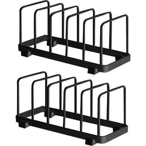 pair Assiette Organisateur, Égouttoir à Vaisselle, Supports à Assiettes, Organisateur d'Étagère à Assiettes, Rangement de Planche à Découper pour Cuisine Comptoir Placard (Noir, 2 Pièces) (1/4)