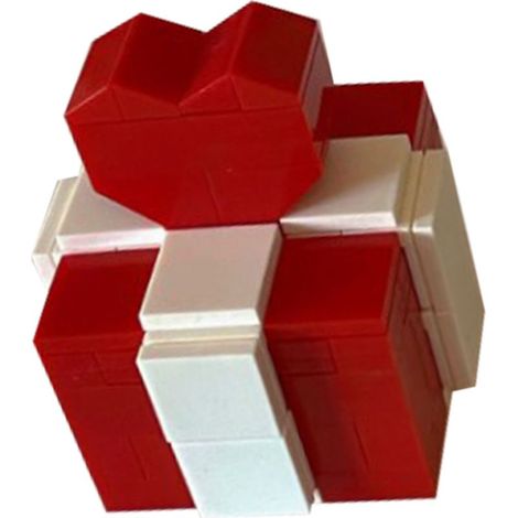 Herzförmige Ringschachtel, Bausteine, Geschenkbox für Verlobung oder Jahrestag, rot und weiß (1/5)