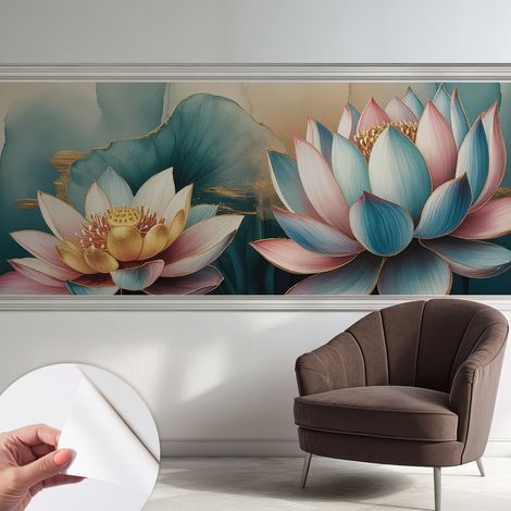 Papier peint adhésif avec colle pour décoration moderne de salon chambre à coucher cuisine et bureau Facile Lotus de l'harmonie 250x104 cm (1/5)