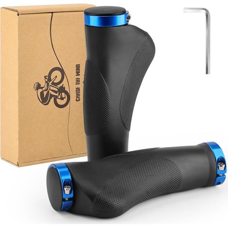 Ergonomische Fahrradgriffe mit Anti-Rutsch-Design, stoßdämpfend, 130mm, Schwarz/Blau (1/5)