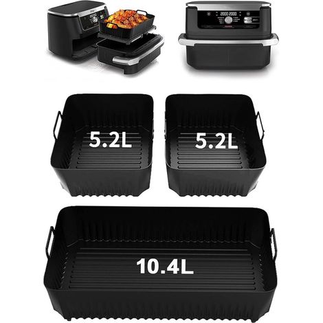 Moule Air Fryer, 3PCS Accessoire Air Fryer pour Ninja Air Fryer 10.4L, Silicone Accessoires Air Fryer pour Friteuse, Silicone Moule Air Fryer pour Ninja Foodi Flex AF500EU (1x10.4L et 2x5.2L) (1/5)