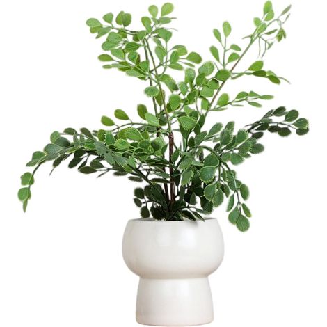 Bouquet de fleurs artificielles, fleurs en plastique longue durée, pot rond décoratif + fougère capillaire (1/2)