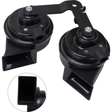 A pair of two-tone snail-shaped horns (ref. 110966000B) for Tesla Model 3 with bracket. (1/5)