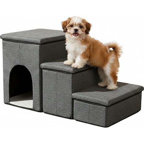 Zusammenklappbare hundetreppe 3 stufen mit stauraum