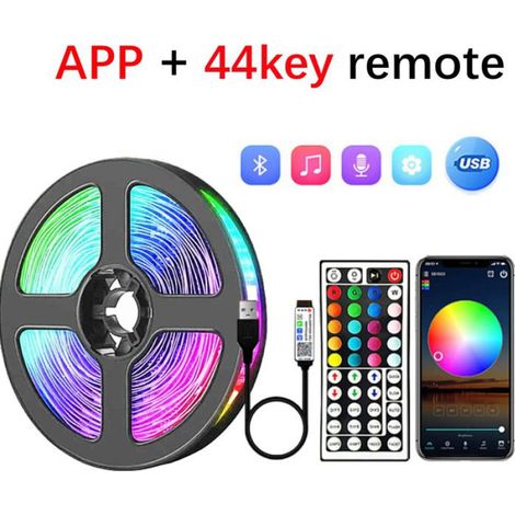 Bande Lumineuse - 1 Mètre - Bluetooth 5V - Contrôle Application Et Télécommande 44 Touches - Éclairage D'ambiance (1/5)