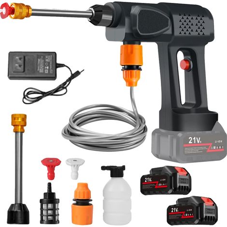 Lave-auto haute pression sans fil, pompe puissante, buses réglables, Avec 2×Batterie, Électrique (1/2)
