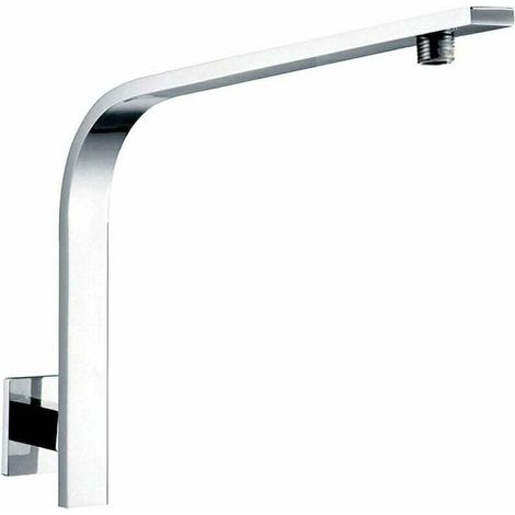Braccio doccia quadrato - Ottone massiccio - Con collo d'oca per gruppo soffione doccia - Chrome-Crezuo
