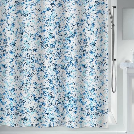 VISION Cortina de ducha de poliéster 120x200 cm  azul y blanca Spirella