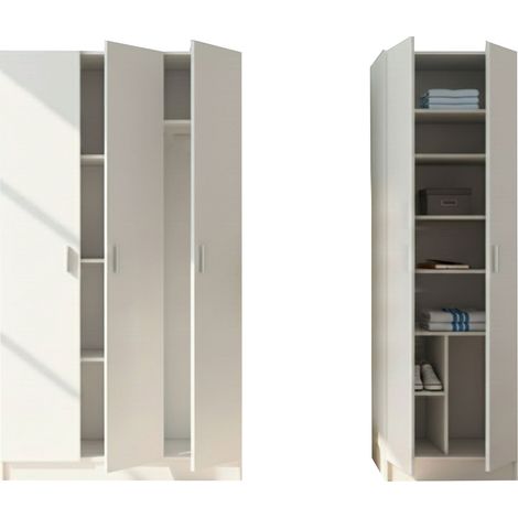 Armadio Multiuso Grande Tergu, Modulabile, 10 Ripiani, 5 Ante, 168x180h cm Bianco