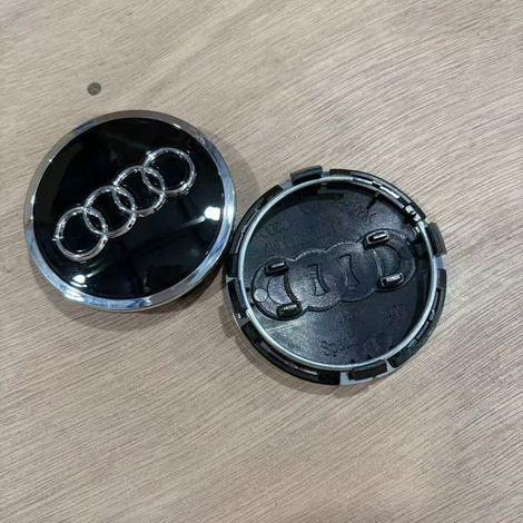 Satz mit 4 Radnabenkappen (61 mm) für Audi A4L, A3, A6L, Q2, Q3 und Q5L, schwarzes Felgenstern-Emblem, 4 Stück, schwarz (1/2)