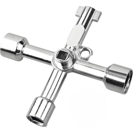 Clé croisée multifonction à 4 voies,Clé Carrée Universelle, Clé Triangulaire,Cle Pompier,Cle Triangle,Clé Universelle Multifonction 4 Voies,pour Boîtes Électriques, Gaz, Eau, Compteurs Électriques (1/5)