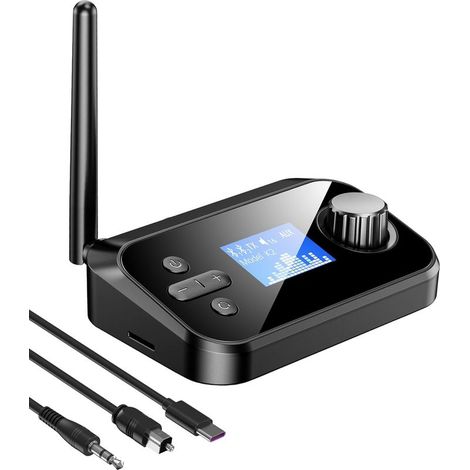 Transmetteur Bluetooth pour TV Double Casques, Adaptateur Bluetooth pour TV LCD Display Volume réglable, Récepteur sans fil (1/5)