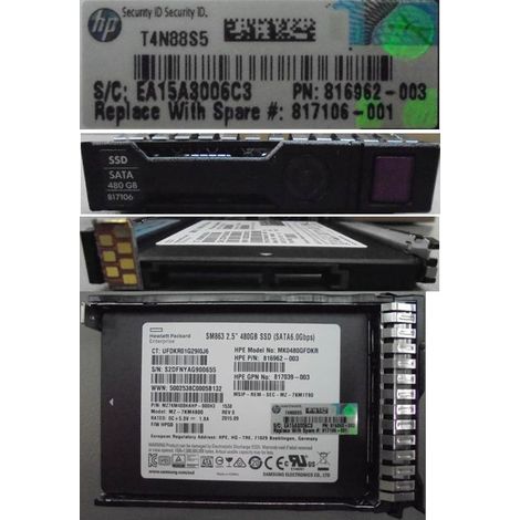 Unidad SSD HP Enterprise de conexión en caliente de 480 GB, formato SFF de 2,5", 817106-001