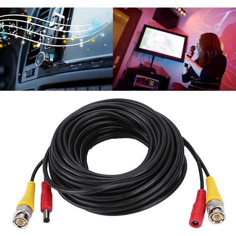 Câble d'extension BNC et DC pour caméras de surveillance, 10 m, noir, vidéo et alimentation combinés (1/5)
