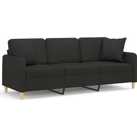 Canapé 3 places,Sofa pour Salon,Banquette avec oreillers décoratifs noir 180 cm tissu CFW723695 (1/5)
